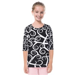 Koru Vector Background Black Kids  Quarter Sleeve Raglan Tee