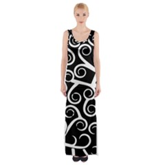 Koru Vector Background Black Maxi Thigh Split Dress