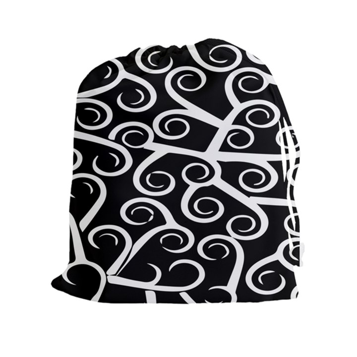 Koru Vector Background Black Drawstring Pouches (XXL)