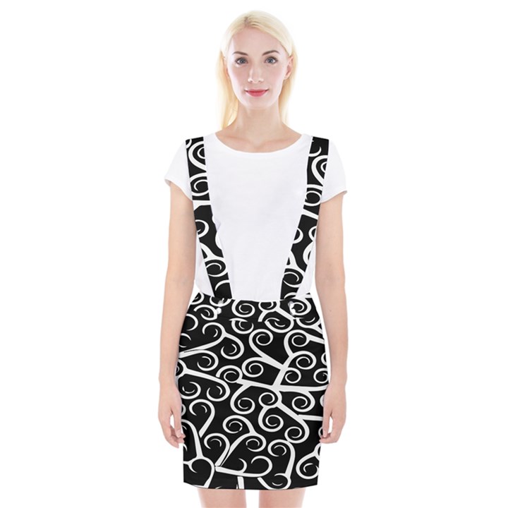 Koru Vector Background Black Braces Suspender Skirt