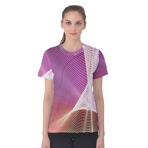 Light Means Net Pink Rainbow Waves Wave Chevron Women s Cotton Teecotton Tee by Mariart