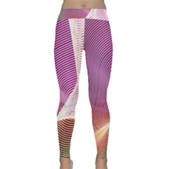 Light Means Net Pink Rainbow Waves Wave Chevron Classic Yoga Leggings by Mariart