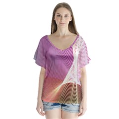 Light Means Net Pink Rainbow Waves Wave Chevron Flutter Sleeve Top by Mariart