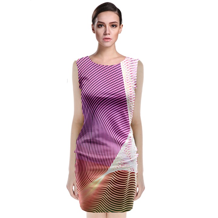 Light Means Net Pink Rainbow Waves Wave Chevron Sleeveless Velvet Midi Dress