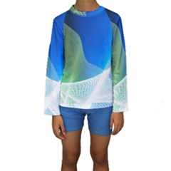 Light Means Net Pink Rainbow Waves Wave Chevron Green Blue Kids  Long Sleeve Swimwear by Mariart