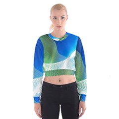 Light Means Net Pink Rainbow Waves Wave Chevron Green Blue Cropped Sweatshirt by Mariart