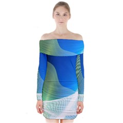 Light Means Net Pink Rainbow Waves Wave Chevron Green Blue Long Sleeve Off Shoulder Dress