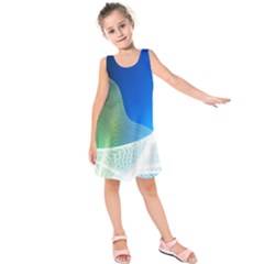 Light Means Net Pink Rainbow Waves Wave Chevron Green Blue Kids  Sleeveless Dress by Mariart