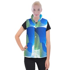 Light Means Net Pink Rainbow Waves Wave Chevron Green Blue Women s Button Up Puffer Vest by Mariart