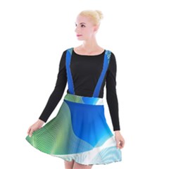 Light Means Net Pink Rainbow Waves Wave Chevron Green Blue Suspender Skater Skirt