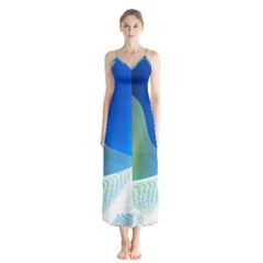 Light Means Net Pink Rainbow Waves Wave Chevron Green Blue Button Up Chiffon Maxi Dress