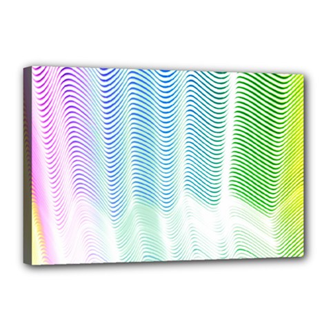 Light Means Net Pink Rainbow Waves Wave Chevron Green Canvas 18  X 12 