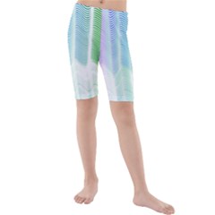 Light Means Net Pink Rainbow Waves Wave Chevron Green Kids  Mid Length Swim Shorts by Mariart