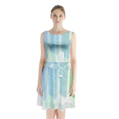 Light Means Net Pink Rainbow Waves Wave Chevron Green Sleeveless Waist Tie Chiffon Dress by Mariart