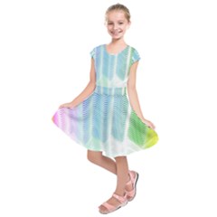 Light Means Net Pink Rainbow Waves Wave Chevron Green Kids  Short Sleeve Dress by Mariart