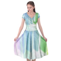 Light Means Net Pink Rainbow Waves Wave Chevron Green Cap Sleeve Wrap Front Dress