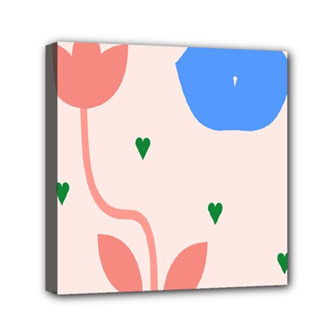 Lip Sexy Flower Tulip Heart Pink Red Blue Green Love Mini Canvas 6  X 6  by Mariart