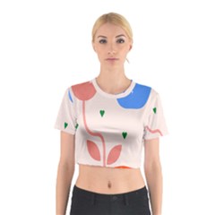 Lip Sexy Flower Tulip Heart Pink Red Blue Green Love Cotton Crop Top