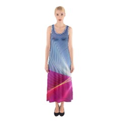 Light Means Net Pink Rainbow Waves Wave Chevron Red Sleeveless Maxi Dress