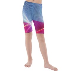 Light Means Net Pink Rainbow Waves Wave Chevron Red Kids  Mid Length Swim Shorts