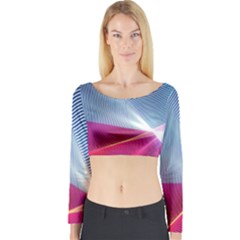 Light Means Net Pink Rainbow Waves Wave Chevron Red Long Sleeve Crop Top by Mariart