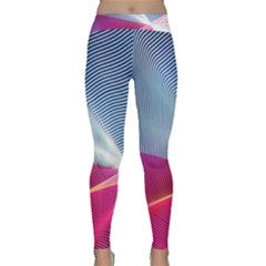 Light Means Net Pink Rainbow Waves Wave Chevron Red Classic Yoga Leggings by Mariart