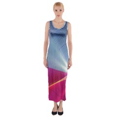 Light Means Net Pink Rainbow Waves Wave Chevron Red Fitted Maxi Dress by Mariart