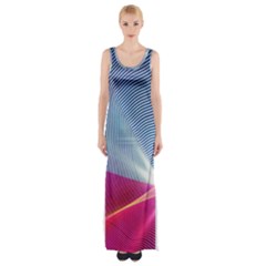 Light Means Net Pink Rainbow Waves Wave Chevron Red Maxi Thigh Split Dress by Mariart