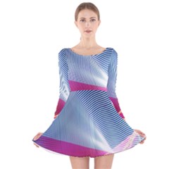 Light Means Net Pink Rainbow Waves Wave Chevron Red Long Sleeve Velvet Skater Dress by Mariart