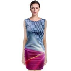 Light Means Net Pink Rainbow Waves Wave Chevron Red Sleeveless Velvet Midi Dress by Mariart