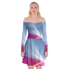 Light Means Net Pink Rainbow Waves Wave Chevron Red Off Shoulder Skater Dress