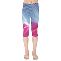 Light Means Net Pink Rainbow Waves Wave Chevron Red Kids  Capri Leggings 