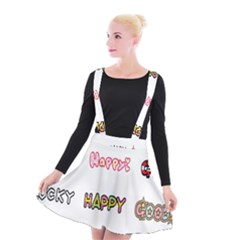 Lucky Happt Good Sign Star Suspender Skater Skirt