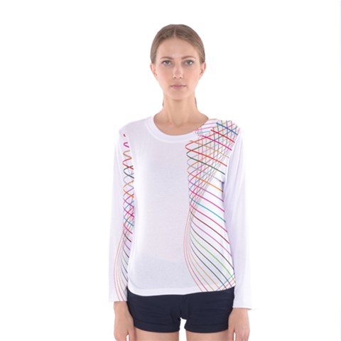 Line Wave Rainbow Women s Long Sleeve Tee by Mariart