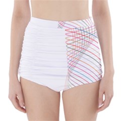 Line Wave Rainbow High-waisted Bikini Bottoms