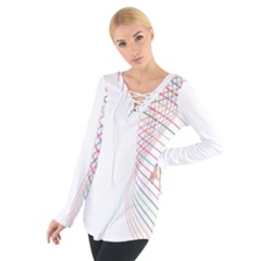 Line Wave Rainbow Women s Tie Up Tee