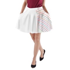 Line Wave Rainbow A-line Pocket Skirt by Mariart