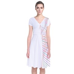 Line Wave Rainbow Short Sleeve Front Wrap Dress by Mariart