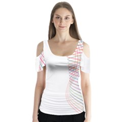 Line Wave Rainbow Butterfly Sleeve Cutout Tee 