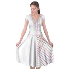 Line Wave Rainbow Cap Sleeve Wrap Front Dress by Mariart