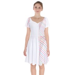 Line Wave Rainbow Short Sleeve Bardot Dress by Mariart