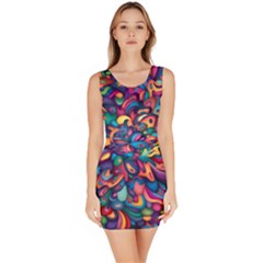 Moreau Rainbow Paint Sleeveless Bodycon Dress by Mariart