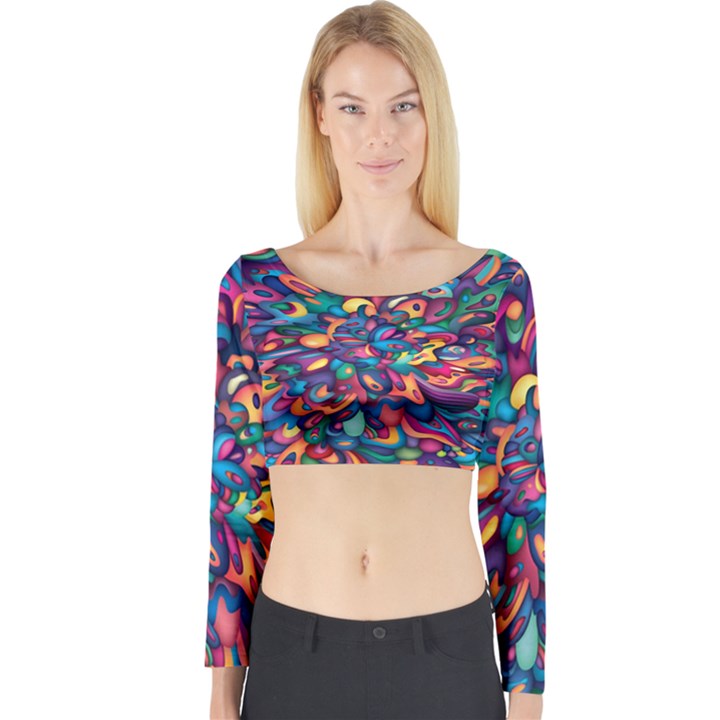 Moreau Rainbow Paint Long Sleeve Crop Top