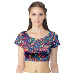 Moreau Rainbow Paint Short Sleeve Crop Top (tight Fit) by Mariart