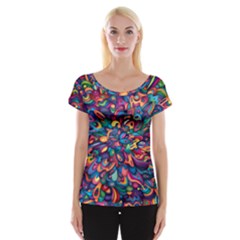 Moreau Rainbow Paint Cap Sleeve Tops by Mariart