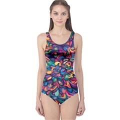 Moreau Rainbow Paint One Piece Swimsuit by Mariart