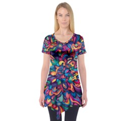 Moreau Rainbow Paint Short Sleeve Tunic  by Mariart