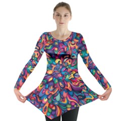 Moreau Rainbow Paint Long Sleeve Tunic  by Mariart