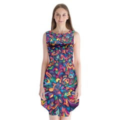 Moreau Rainbow Paint Sleeveless Chiffon Dress   by Mariart