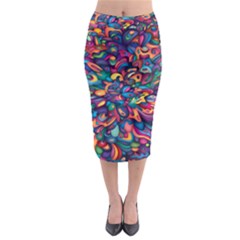 Moreau Rainbow Paint Midi Pencil Skirt by Mariart